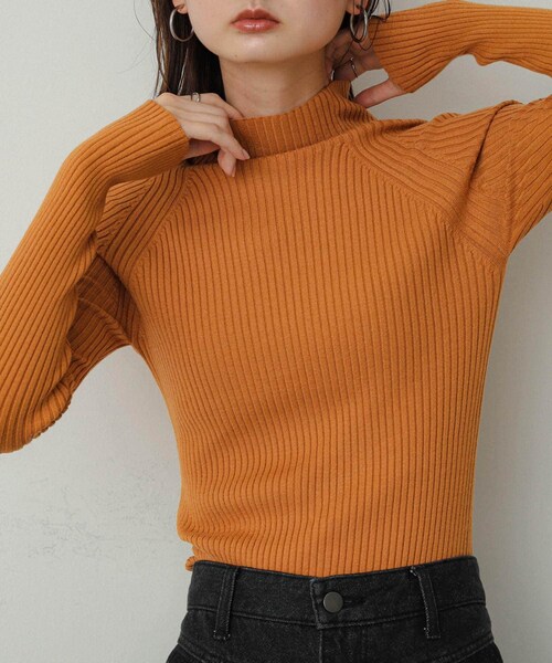 SENSE OF PLACE by URBAN RESEARCH（センスオブプレイスバイアーバンリサーチ）の「ストレッチリブハイネックセーター（ニット/セーター・レディース・RED/WHT×BLK/IVORY/BLACK/BEIGE/NAVY/ORANGE/BLUE/GREEN/PURPLE/CHARCOAL・One/COMPACT）」の11枚目の写真