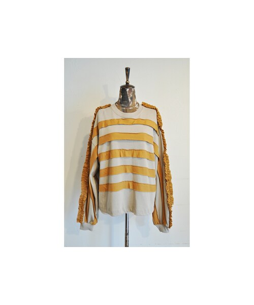 RehersalL（リハーズオール）の「ボーダーパッチロンT（Tシャツ/カットソー・レディース・ブルー/パープル/ベージュ/グレー・one）」の3枚目の写真
