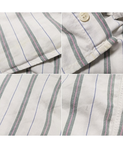 FRENCH LACOSTE(フレンチラコステ)の「70s 80s フランス製 フレンチラコステ Lacoste 半袖 ストライプ ボタンダウン シャツ ホワイト メンズM相当 ヨーロッパ古着(シャツ/ブラウス・レディース・ホワイト・M)」の3枚目の写真