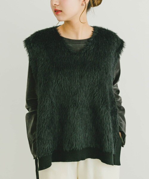 ITEMS URBANRESEARCH（アイテムズ アーバンリサーチ）の「フロントシャギーベスト（ベスト・レディース・L.BEG/BLK/BEG・FREE）」の5枚目の写真