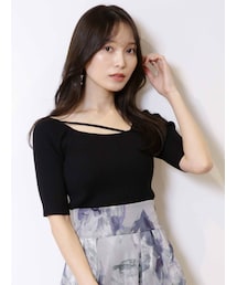 MERCURYDUO | 2WAYアシメネックテープリブニット(ニット/セーター)