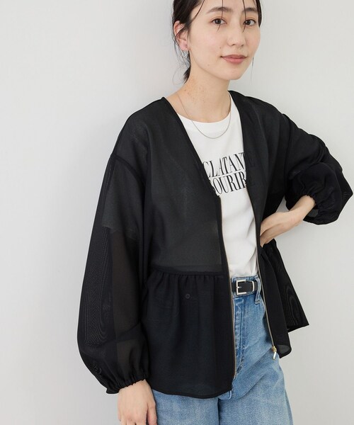 ROPE' PICNIC(ロペピクニック)の「メッシュペプラムブルゾン(ブルゾン・レディース・ブラック/ホワイト/ベージュ系/ネイビー・F)」の11枚目の写真