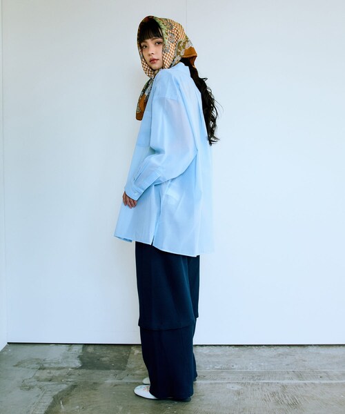 THE GOODLAND MARKET（ザグッドランドマーケット）の「『別注』MIDIUMISOLID×TGM　sheer voile shirts（シャツ/ブラウス・レディース・SAX/GRAY/OFF・one）」の19枚目の写真