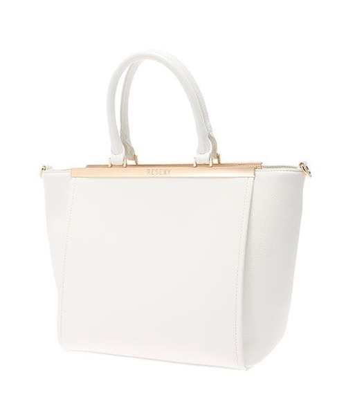 RESEXXY（リゼクシー）の「GOLDプレートトートBAG（トートバッグ・レディース・ホワイト/ピンク/ライトイエロー・F）」の2枚目の写真