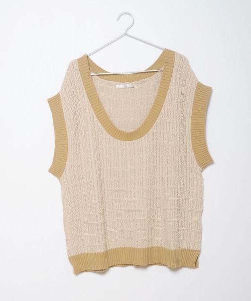 Crisp（クリスプ）の「バイカラーオーバーニットベスト[c1R3343]（ベスト・レディース・ブラウン/アイボリー・FREE）」の3枚目の写真