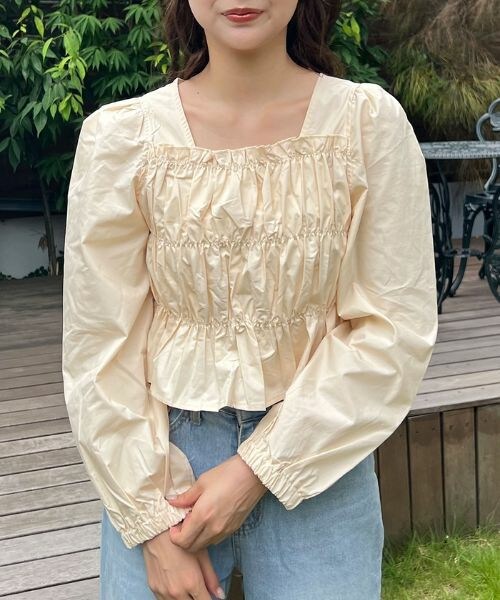 DHOLIC(ディーホリック)の「ギャザーパフブラウス(シャツ/ブラウス・レディース・イエロー・FREE)」の1枚目の写真