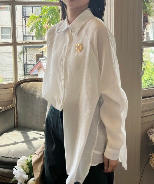 DHOLIC(ディーホリック)の「シアーオーバーサイズシャツ(シャツ/ブラウス・レディース・ホワイト・FREE)」の1枚目の写真