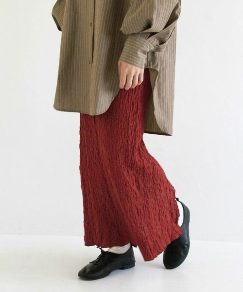 Crisp（クリスプ）の「ランダムシャーリングストレートスカート[c2R3304]（スカート・レディース・ブラウン/レッド/オリーブ・FREE）」の2枚目の写真