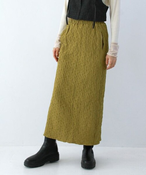 Crisp（クリスプ）の「ランダムシャーリングストレートスカート[c2R3304]（スカート・レディース・ブラウン/レッド/オリーブ・FREE）」の3枚目の写真