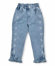 SLAP SLIP | らくのび裾フリルハートプリントストレッチデニムパンツ(90~130cm)(デニムパンツ)