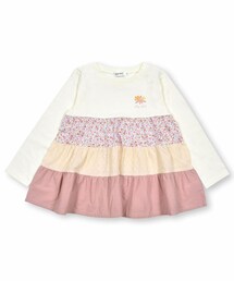SLAP SLIP（スラップスリップ）の「【お揃い】花柄レース生地切替ティアード長袖Tシャツ(80~130cm)（Tシャツ/カットソー・キッズ）」