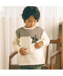 SLAP SLIP | 【お揃い】チェック柄星ポケット付ボーダー切替長袖Tシャツ(80~130cm)(Tシャツ/カットソー)