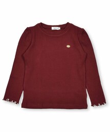SLAP SLIP | 無地細ボーダー柄袖口メロウ長袖Tシャツ(80~130cm)(Tシャツ/カットソー)