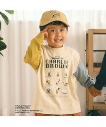 SLAP SLIP | 【PEANUTS×SLAP SLIP】スヌーピー袖切り替えキャラクター前面プリント長袖Tシャツ(80~130cm)(Tシャツ/カットソー)