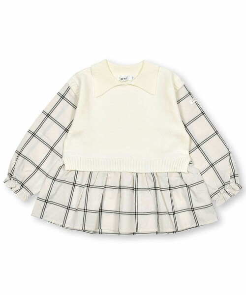 SLAP SLIP（スラップスリップ）の「ニットベストレイヤード長袖Tシャツ(80~130cm)（その他トップス・キッズ・ピンク/ホワイト・110）」の2枚目の写真