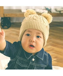 SLAP SLIP BABY | アニマルクマ耳ボンボン耳当て付きニット帽ベビー(44~48cm)(その他ベビーウェア)