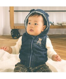 SLAP SLIP BABY | アニマルクマ耳フード付きデニムベストベビー(70~80cm)(その他ベビーウェア)