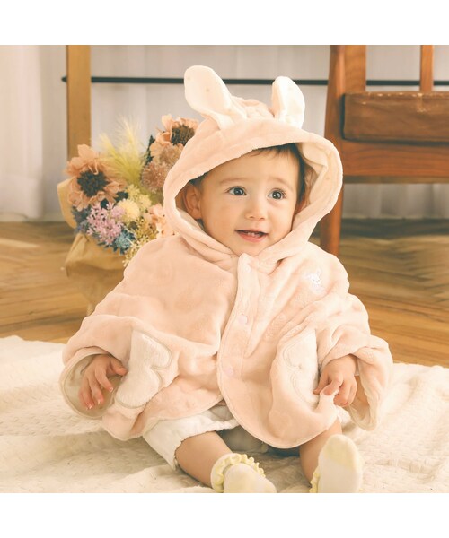 SLAP SLIP BABY（スラップスリップベビー）の「アニマルウサギクマ耳恐竜背びれフード付きぽこぽこアニマル柄ボアマントベビー(50~90cm)（その他ベビーウェア・キッズ・ブルー/ピンク/ベージュ・ワンサイズ）」の3枚目の写真