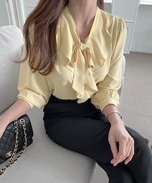 DHOLIC | フリルボウタイ長袖ブラウス(シャツ/ブラウス)