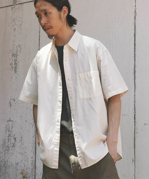 shiun(シウン)の「WASHED SHORT SLEEVE SHIRT(シャツ/ブラウス・メンズ・ホワイト/ブルー・XS/S/M)」の1枚目の写真