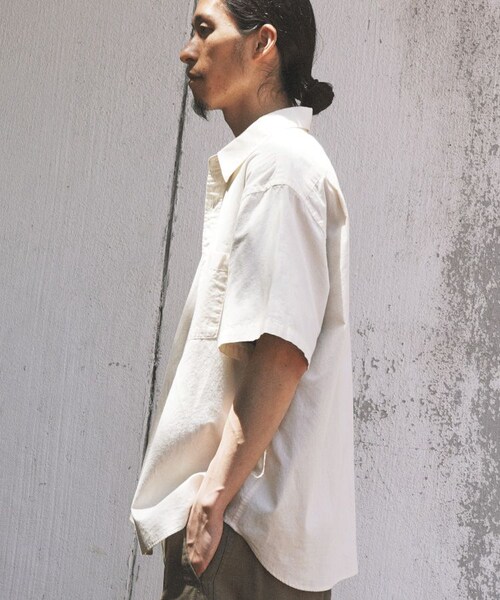 shiun(シウン)の「WASHED SHORT SLEEVE SHIRT(シャツ/ブラウス・メンズ・ホワイト/ブルー・XS/S/M)」の4枚目の写真