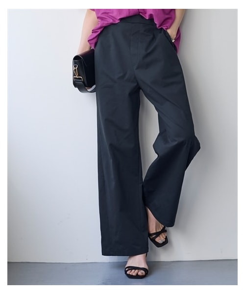 nissen（ニッセン）の「＜大きいサイズ＞２４時間ずっと快適かるスルーメッシュワイド切替パンツ（吸汗速乾・イージーケア・ＵＶカット）（セットアップ可能）（パンツ・レディース・黒/ミッドナイトネイビー/カーキ/モカ・L/LL/3L/4L/5L/6L/8L/10L）」の4枚目の写真