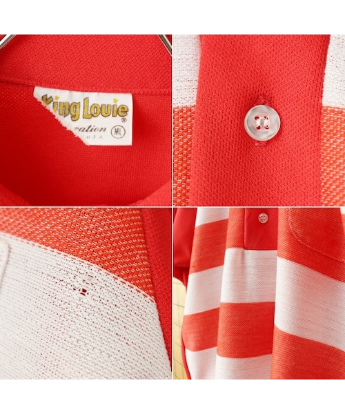 King Louie(キングルイ)の「70s 80s USA製 King Louie ボーダー ボウリング シャツ メンズML オレンジ 半袖 ポリエステル アメリカ古着(シャツ/ブラウス・レディース・オレンジ・M)」の2枚目の写真
