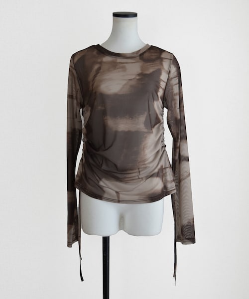 Marient(マリエント)の「タイダイシャーリングシアーTOPS(Tシャツ/カットソー・レディース・ブラック/ブラウン・FREE)」の2枚目の写真