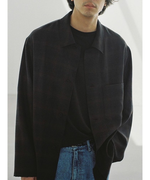 LIDNM(リドム)の「WOOL MILLED OMBRE SHIRT(シャツ/ブラウス・メンズ・ブラウン・S/M/L)」の2枚目の写真
