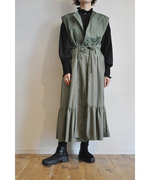 RehersalL（リハーズオール）の「ファティーグベストキュプラワンピース（ワンピース・レディース・ベージュ/ブラウン/グリーン・one）」の3枚目の写真