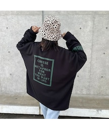 copine | サイドスリットプリント薄手スウェット(ブラック)(スウェット)