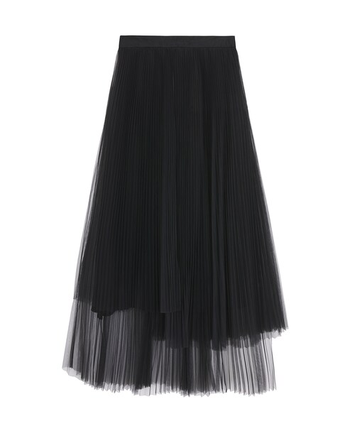 JNBY(ジェーエヌビーワイ)の「Tull-overlay Pleated Midi Skirt(スカート・レディース・ブラック/ホワイト・40/38)」の1枚目の写真