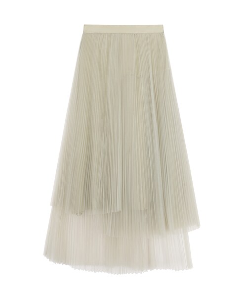 JNBY(ジェーエヌビーワイ)の「Tull-overlay Pleated Midi Skirt(スカート・レディース・ブラック/ホワイト・40/38)」の2枚目の写真