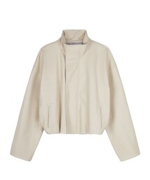 Curved Faux Leather Cropped Jacket