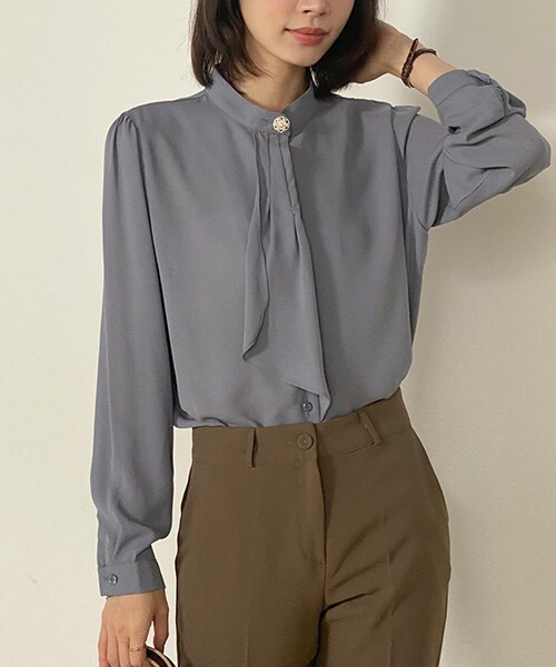 DHOLIC（ディーホリック）の「フェイクパールボウタイウブラウス（シャツ/ブラウス・レディース・ブラック/アイボリー/グレー/ベージュ・FREE）」の3枚目の写真