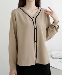 DHOLIC（ディーホリック）の「配色ラインVネックブラウス（シャツ/ブラウス）」