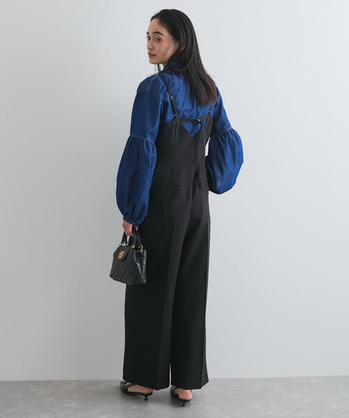 VIS（ビス）の「セットアップサロペット【洗える】（サロペット/オーバーオール・レディース・ブラック/キナリ・F）」の8枚目の写真