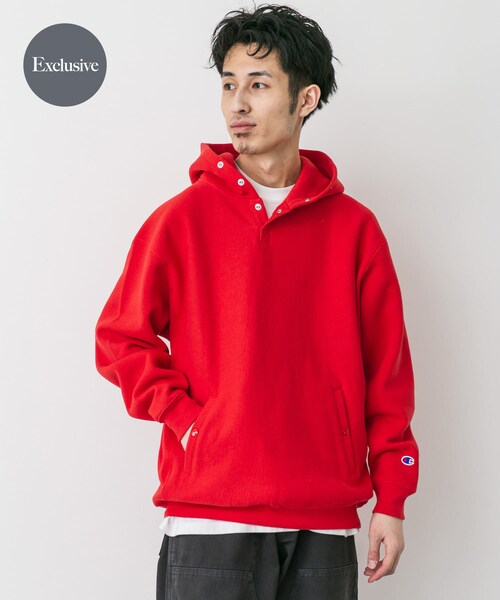 URBAN RESEARCH DOORS(アーバンリサーチドアーズ)の「『別注』Champion×DOORS RW HALF SNAP PARKA(パーカー・メンズ・シルバーグレー/オフブラック/ブラック/ルビーレッド/ダークネイビー/ブルーグレー/ダークグリーン/クリームイエロー/オートミール/ワイン・M/L/XL)」の20枚目の写真