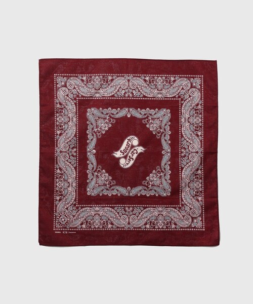 ADAM ET ROPE'(アダムエロペ)の「【SUGARHILL/シュガーヒル】"CAR SERVICE" BANDANA(バンダナ/スカーフ・メンズ・ブラック/ブルー系/ワイン・F)」の4枚目の写真