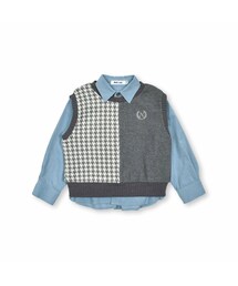 Noeil aime BeBe | 【 お揃い 】チェックジャガードベスト&コールテンシャツセット(80~130cm)(ベスト)