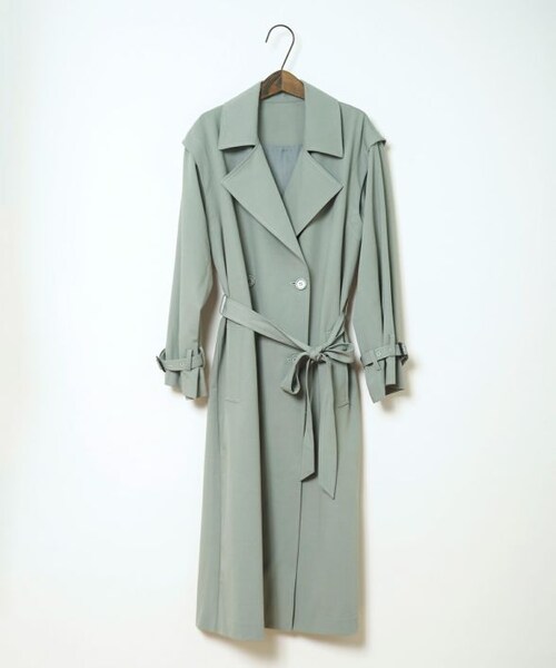 Crisp（クリスプ）の「ロングジレトレンチコート[c8R3305]（トレンチコート・レディース・ベージュ/グリーン・FREE）」の4枚目の写真