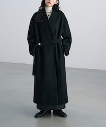 SIWEM | SUPER140S MELTON COAT(ノーカラーコート)