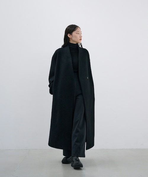 SIWEM SUPER140S MELTON COAT MサイズBLACK