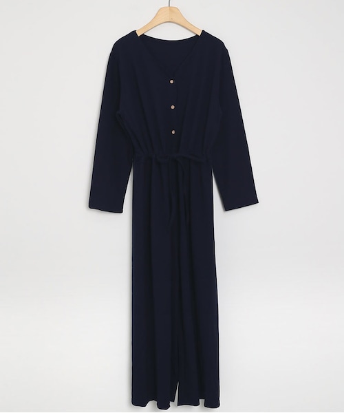 DHOLIC(ディーホリック)の「ストリング付ボタンオールインワン(つなぎ/オールインワン・レディース・ブラック/ネイビー・FREE)」の2枚目の写真