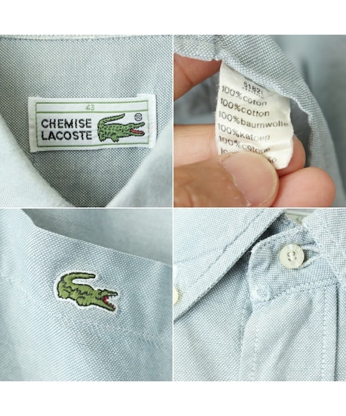 FRENCH LACOSTE(フレンチラコステ)の「ビッグサイズ 90s フランス企画 フレンチラコステ Lacoste 長袖 ボタンダウン シャツ ライトブルー メンズ2XL相当 ヨーロッパ古着(シャツ/ブラウス・レディース・ブルー・2XL)」の2枚目の写真