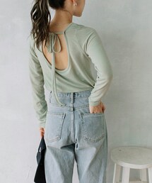 Flugge | back open ribbon tee(Tシャツ/カットソー)