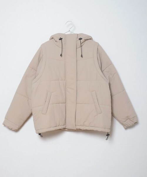 Crisp（クリスプ）の「ミドルパディングジャケット[c8R3304]（ダウンジャケット/コート・レディース・グレージュ/アイボリー・FREE）」の4枚目の写真