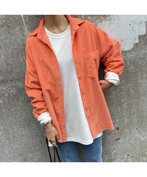 copine(コピン)の「コーデュロイカラーシャツ(オレンジ)(シャツ/ブラウス・レディース・オレンジ・ワンサイズ)」の1枚目の写真