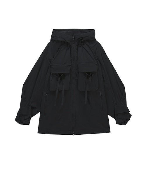 JNBY(ジェーエヌビーワイ)の「Large-pocket Workwear Hooded Coat(カバーオール・レディース・ブラック/グレー・34/36/38)」の1枚目の写真