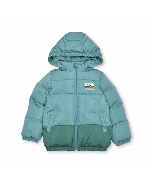 Noeil aime BeBe(ノイユエイムベベ)の「配色切り替えダウンコート(90~130cm)(ダウンジャケット/コート・キッズ・ブルー/グリーン・110)」の2枚目の写真